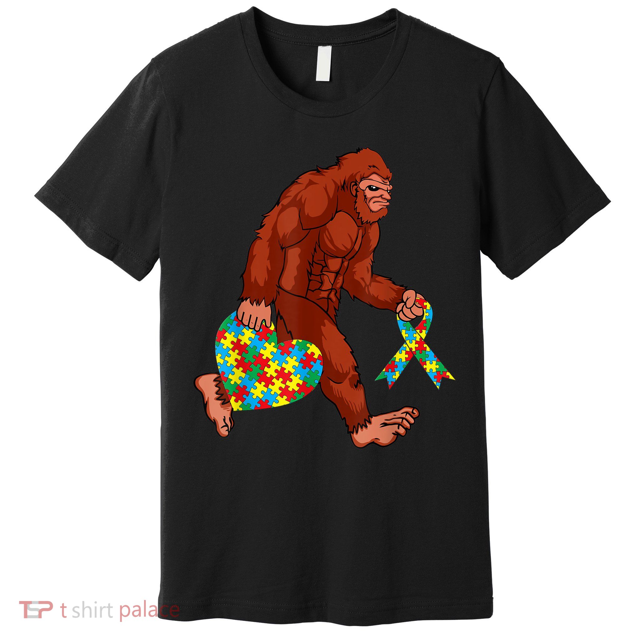 Funny Autism Bigfoot Autism Awareness Month Premium T-Shirt