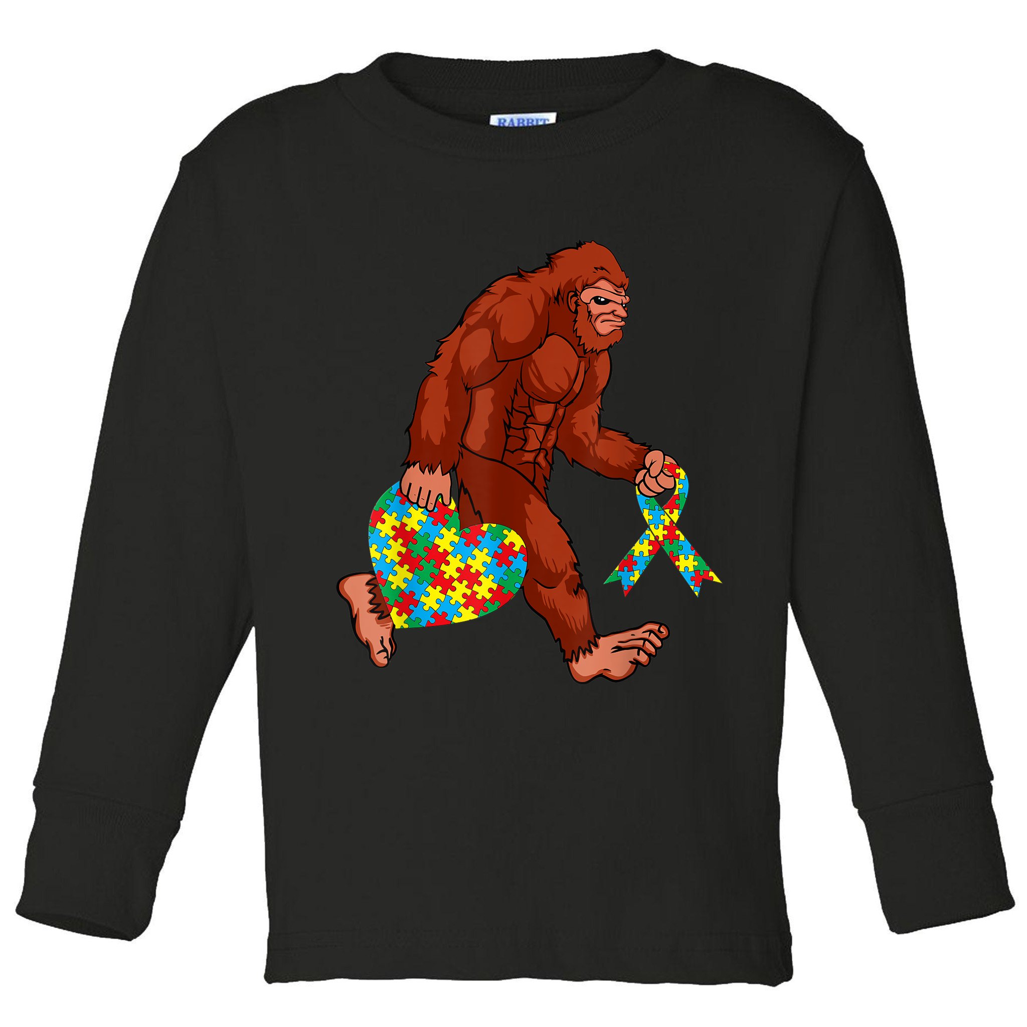 Funny Autism Bigfoot Autism Awareness Month Toddler Long Sleeve Shirt
