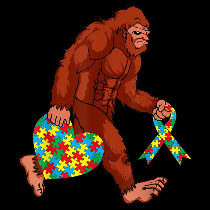 Funny Autism Bigfoot Autism Awareness Month Womens T-Shirt