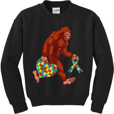 Funny Autism Bigfoot Autism Awareness Month Kids Sweatshirt