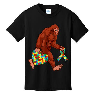 Funny Autism Bigfoot Autism Awareness Month Kids T-Shirt