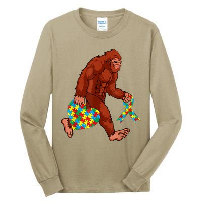 Funny Autism Bigfoot Autism Awareness Month Tall Long Sleeve T-Shirt