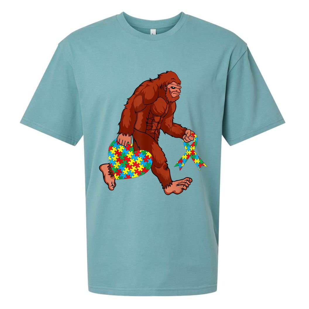 Funny Autism Bigfoot Autism Awareness Month Sueded Cloud Jersey T-Shirt