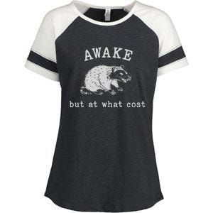 Funny A.Wake But At What Cost Funny Sarcastic Sayings Enza Ladies Jersey Colorblock Tee