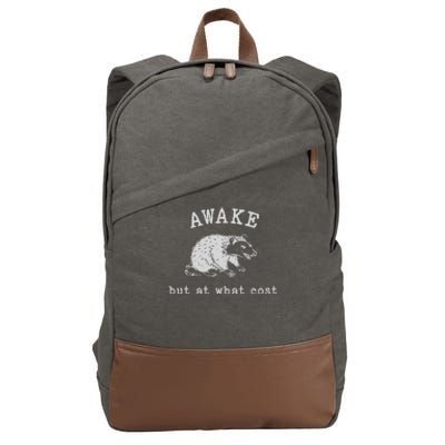 Funny A.Wake But At What Cost Funny Sarcastic Sayings Cotton Canvas Backpack