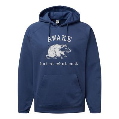 Funny A.Wake But At What Cost Funny Sarcastic Sayings Performance Fleece Hoodie