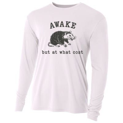 Funny A.Wake But At What Cost Funny Sarcastic Sayings Cooling Performance Long Sleeve Crew