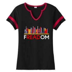 Freadom Anti Ban Books Freedom To Read Ladies Halftime Notch Neck Tee