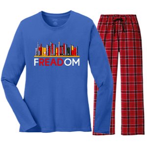 Freadom Anti Ban Books Freedom To Read Women's Long Sleeve Flannel Pajama Set 