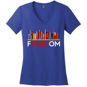 Freadom Anti Ban Books Freedom To Read Women's V-Neck T-Shirt