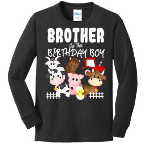 Farm Animals Barnyard Farm House Brother Of The Birthday Boy Kids Long Sleeve Shirt