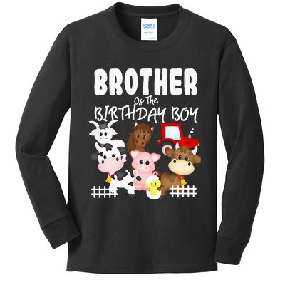 Farm Animals Barnyard Farm House Brother Of The Birthday Boy Kids Long Sleeve Shirt