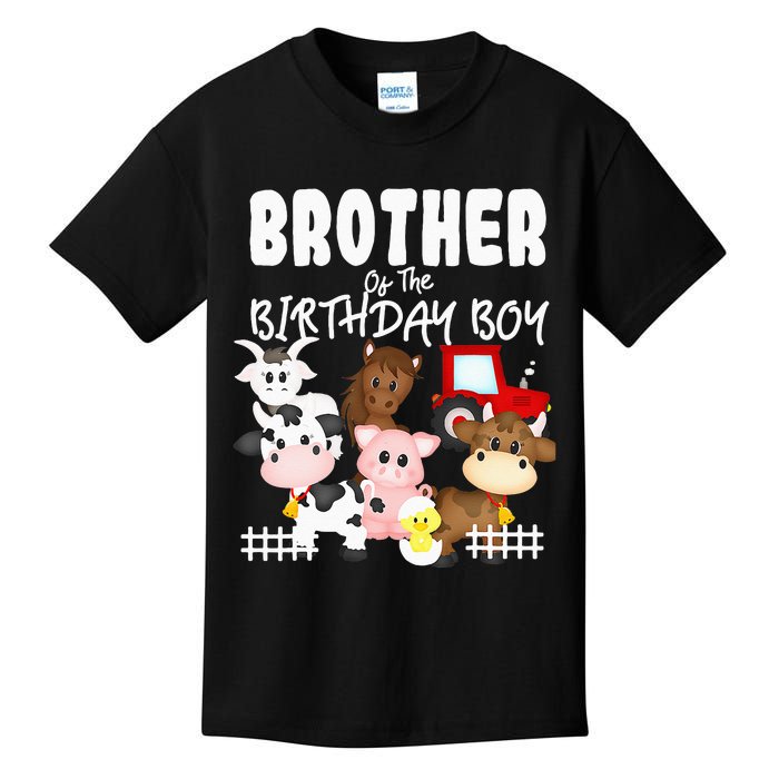 Farm Animals Barnyard Farm House Brother Of The Birthday Boy Kids T-Shirt