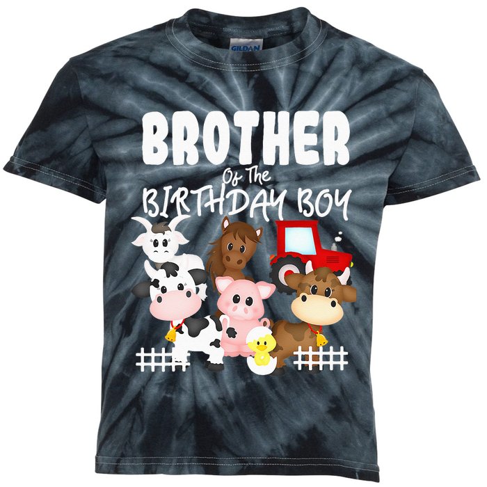 Farm Animals Barnyard Farm House Brother Of The Birthday Boy Kids Tie-Dye T-Shirt