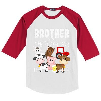 Farm Animals Barnyard Farm House Brother Of The Birthday Boy Kids Colorblock Raglan Jersey