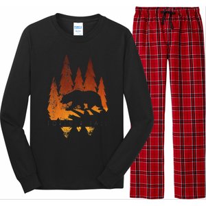 Fall Autumn Bear In Trees Fall Color Stylish Long Sleeve Pajama Set