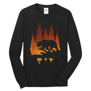 Fall Autumn Bear In Trees Fall Color Stylish Tall Long Sleeve T-Shirt