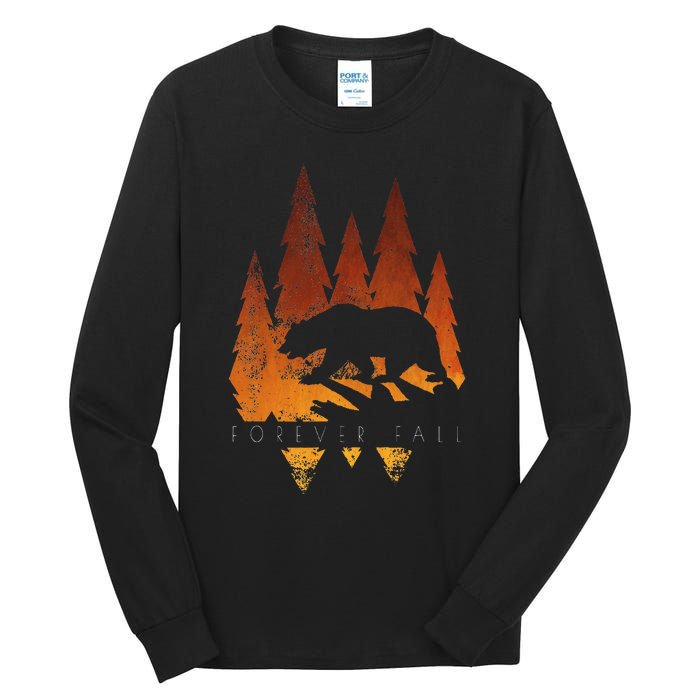 Fall Autumn Bear In Trees Fall Color Stylish Tall Long Sleeve T-Shirt