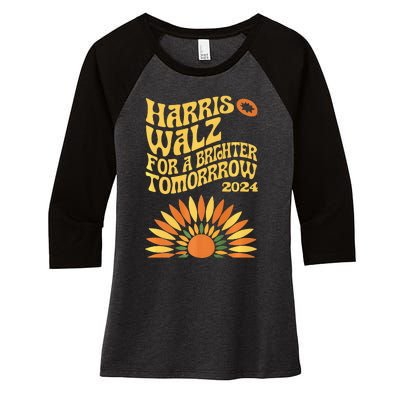 For A Brighter Tomorrow Harris Walz 2024 Premium Women's Tri-Blend 3/4-Sleeve Raglan Shirt