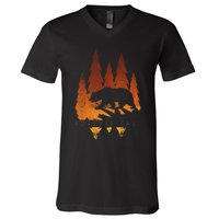 Fall Autumn Bear In Trees Fall Color Stylish V-Neck T-Shirt