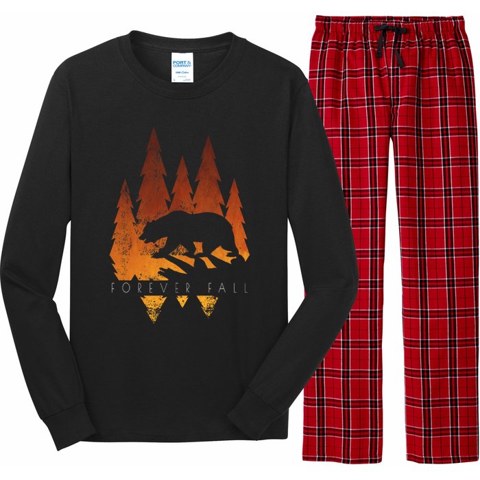 Fall Autumn Bear In Trees Fall Color Stylish Long Sleeve Pajama Set