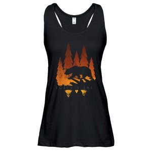 Fall Autumn Bear In Trees Fall Color Stylish Ladies Essential Flowy Tank