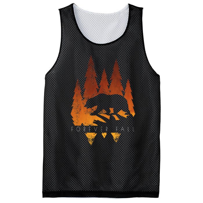 Fall Autumn Bear In Trees Fall Color Stylish Mesh Reversible Basketball Jersey Tank