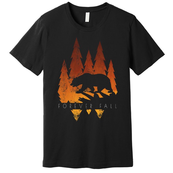 Fall Autumn Bear In Trees Fall Color Stylish Premium T-Shirt