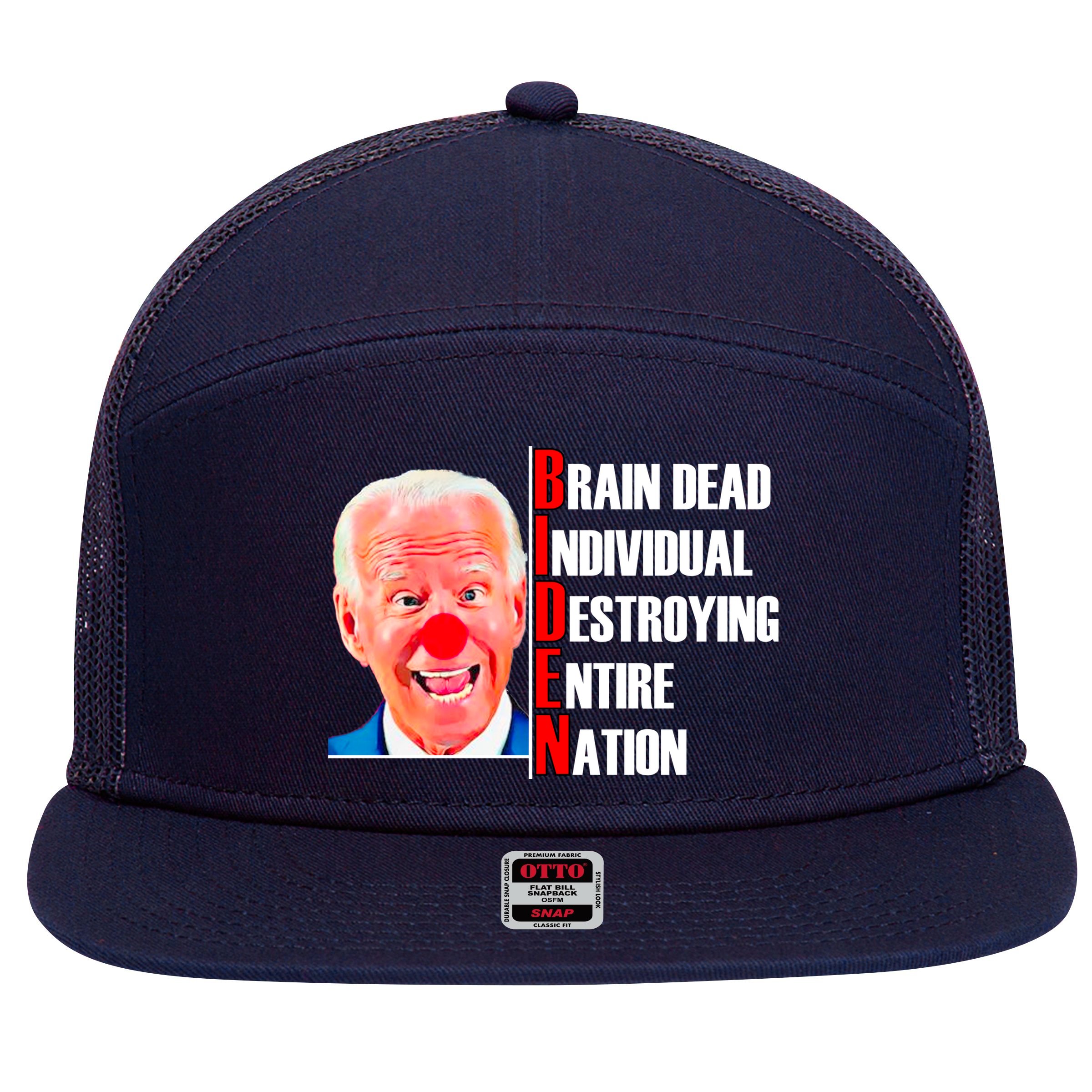 Funny Anti Biden 7 Panel Mesh Trucker Snapback Hat