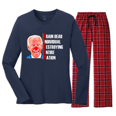 Funny Anti Biden Women's Long Sleeve Flannel Pajama Set 