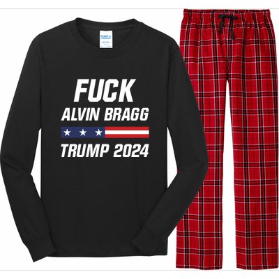 Fuck Alvin Bragg I Stand With Trump Free Trump Indictment Support Donald Trump Long Sleeve Pajama Set