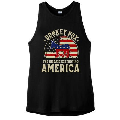 Funny Anti Biden Donkey Pox The Disease Destroying America Ladies PosiCharge Tri-Blend Wicking Tank