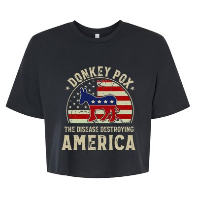 Funny Anti Biden Donkey Pox The Disease Destroying America Bella+Canvas Jersey Crop Tee