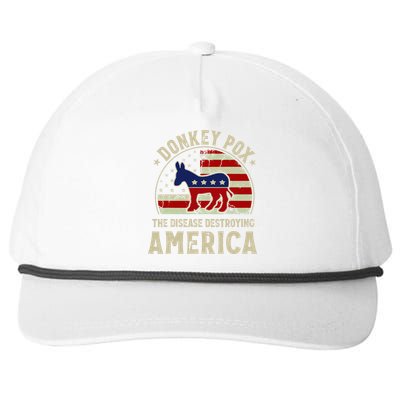 Funny Anti Biden Donkey Pox The Disease Destroying America Snapback Five-Panel Rope Hat