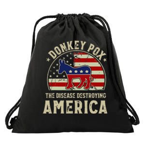 Funny Anti Biden Donkey Pox The Disease Destroying America Drawstring Bag