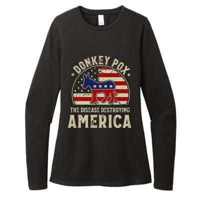 Funny Anti Biden Donkey Pox The Disease Destroying America Womens CVC Long Sleeve Shirt