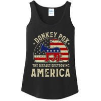 Funny Anti Biden Donkey Pox The Disease Destroying America Ladies Essential Tank