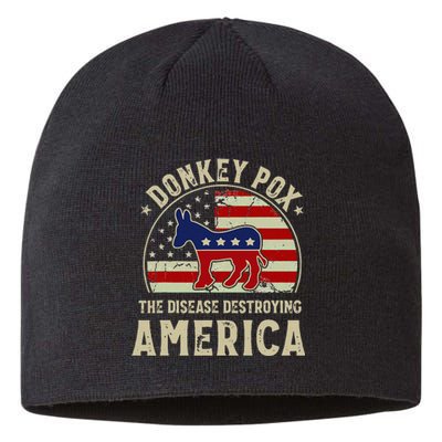 Funny Anti Biden Donkey Pox The Disease Destroying America Sustainable Beanie