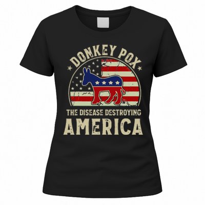 Funny Anti Biden Donkey Pox The Disease Destroying America Women's T-Shirt