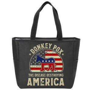 Funny Anti Biden Donkey Pox The Disease Destroying America Zip Tote Bag