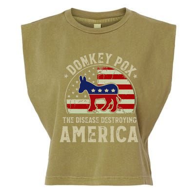 Funny Anti Biden Donkey Pox The Disease Destroying America Garment-Dyed Women's Muscle Tee