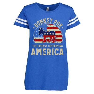 Funny Anti Biden Donkey Pox The Disease Destroying America Enza Ladies Jersey Football T-Shirt