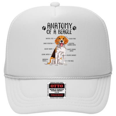 Funny Anatomy Beagle Dog Owner Pet Lover High Crown Mesh Back Trucker Hat