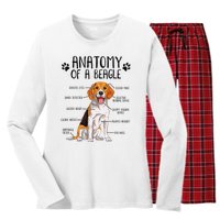 Funny Anatomy Beagle Dog Owner Pet Lover Women's Long Sleeve Flannel Pajama Set 