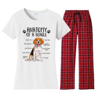 Funny Anatomy Beagle Dog Owner Pet Lover Women's Flannel Pajama Set