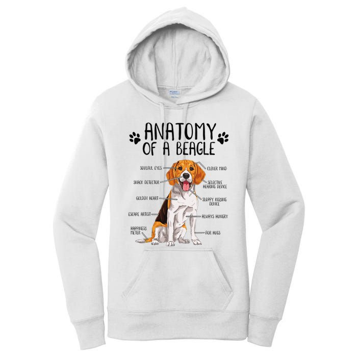 Funny Anatomy Beagle Dog Owner Pet Lover Women's Pullover Hoodie