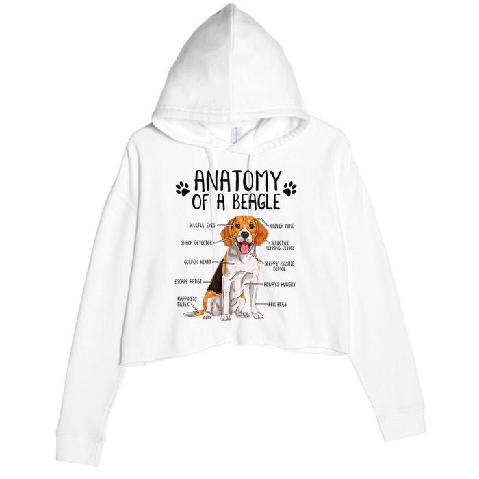 Funny Anatomy Beagle Dog Owner Pet Lover Crop Fleece Hoodie