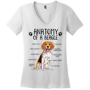 Funny Anatomy Beagle Dog Owner Pet Lover Women's V-Neck T-Shirt