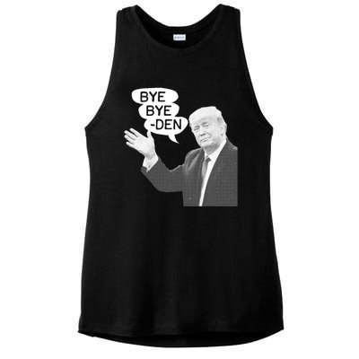 Funny Anti Biden Drops Out Of 2024 Election Race Bye Bye Den Ladies PosiCharge Tri-Blend Wicking Tank