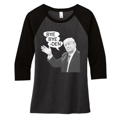 Funny Anti Biden Drops Out Of 2024 Election Race Bye Bye Den Women's Tri-Blend 3/4-Sleeve Raglan Shirt